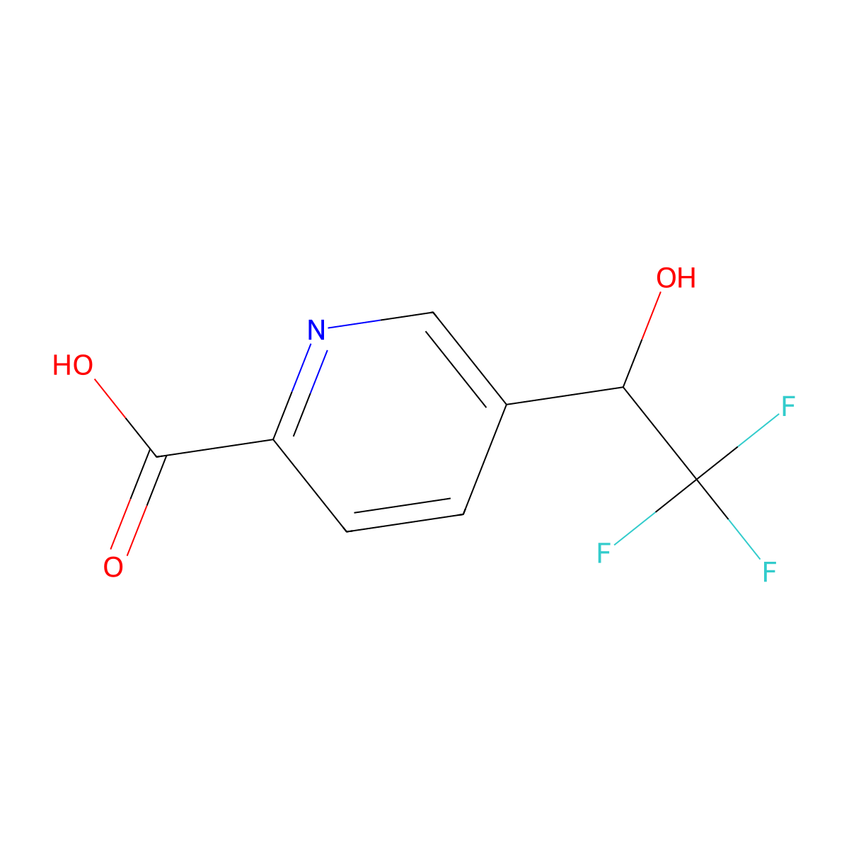 5-(2,2,2-Trifluoro-1-hydroxyethyl)pyridine-2-carboxylic acid molecular structure, CAS 2763779-69-5