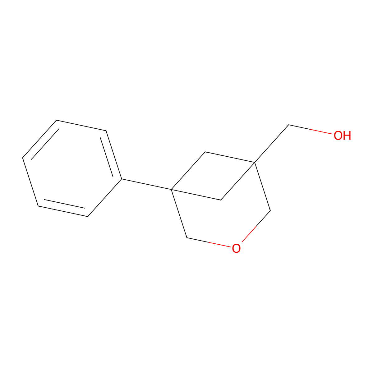 {5-Phenyl-3-oxabicyclo[3.1.1]heptan-1-yl}methanol molecular structure, CAS 2763779-70-8