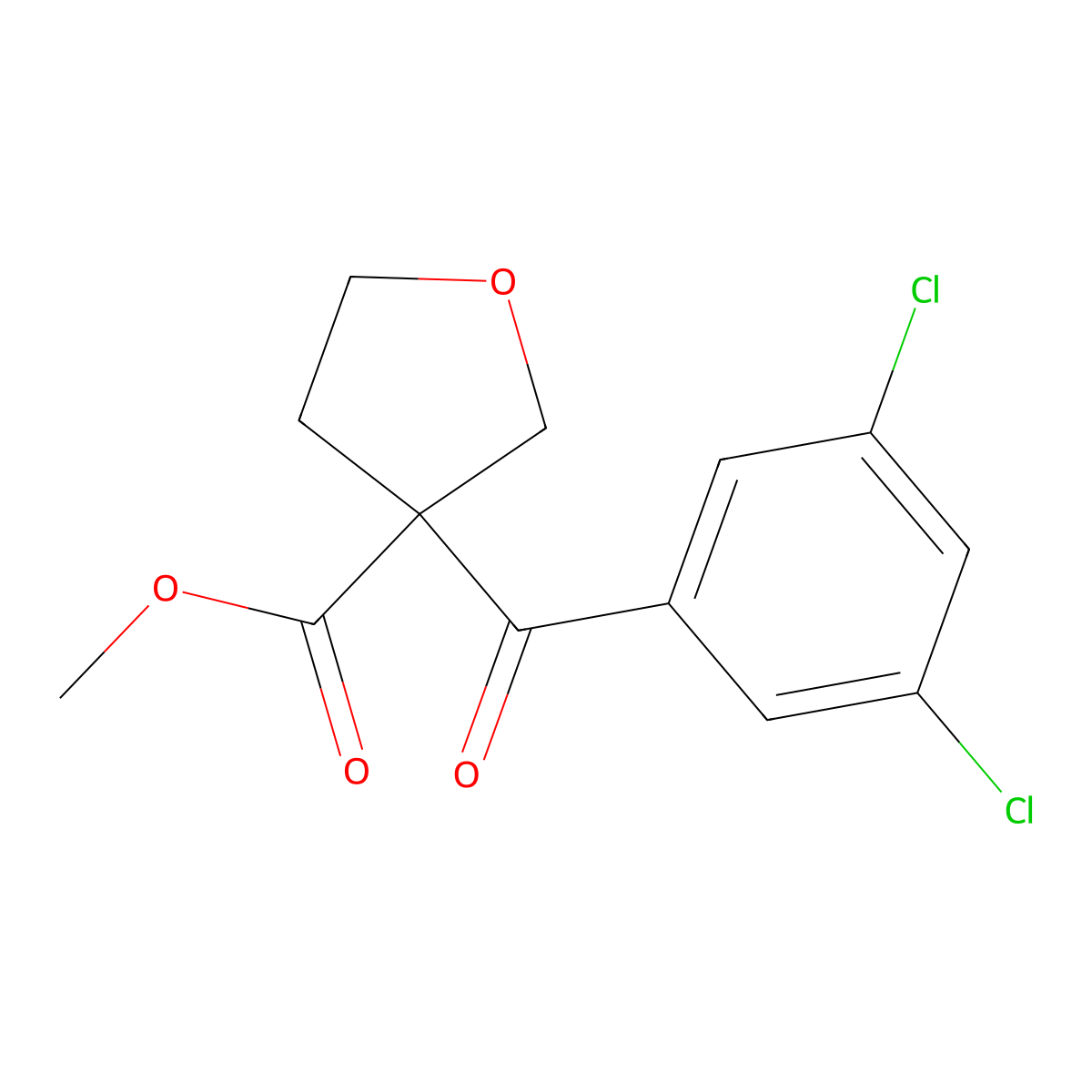 Methyl 3-(3,5-dichlorobenzoyl)oxolane-3-carboxylate molecular structure, CAS 2763779-71-9