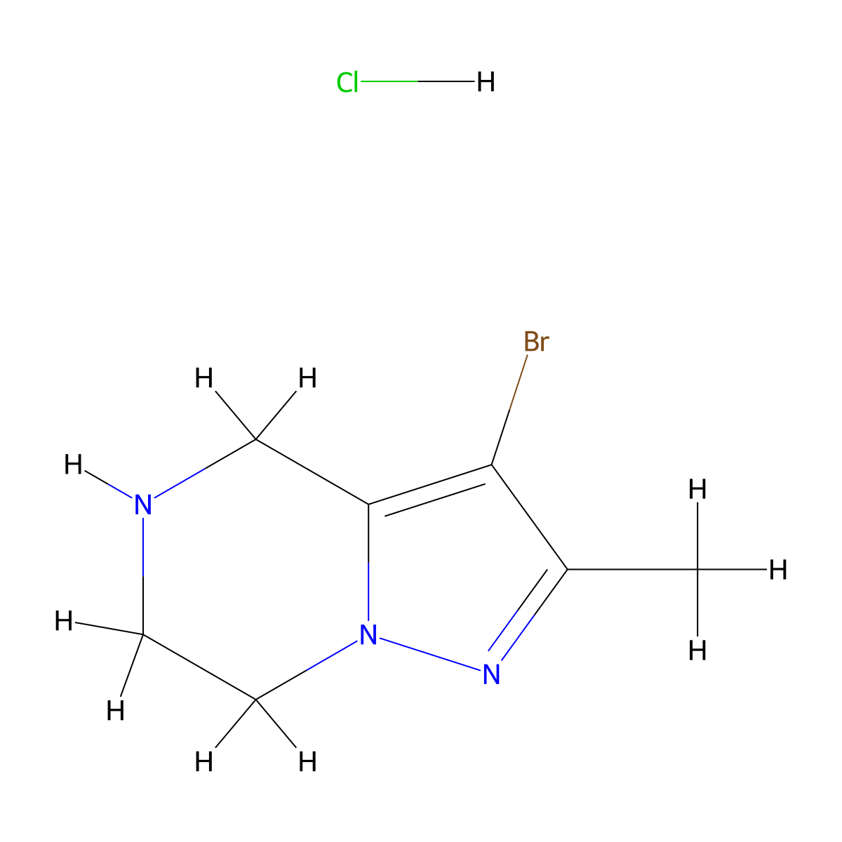 3-bromo-2-methyl-4H,5H,6H,7H-pyrazolo[1,5-a]pyrazine hydrochloride molecular structure, CAS 2763779-74-2