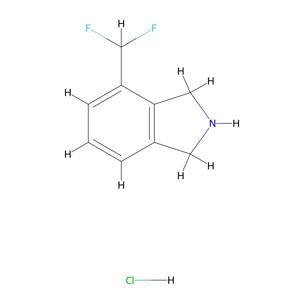 4-(difluoromethyl)-2,3-dihydro-1H-isoindole hydrochloride molecular structure, CAS 2763779-79-7