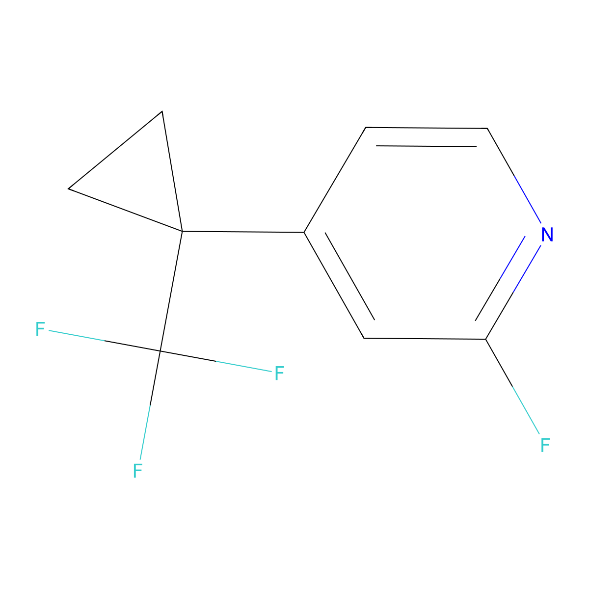 2-Fluoro-4-[1-(trifluoromethyl)cyclopropyl]pyridine molecular structure, CAS 2763779-88-8