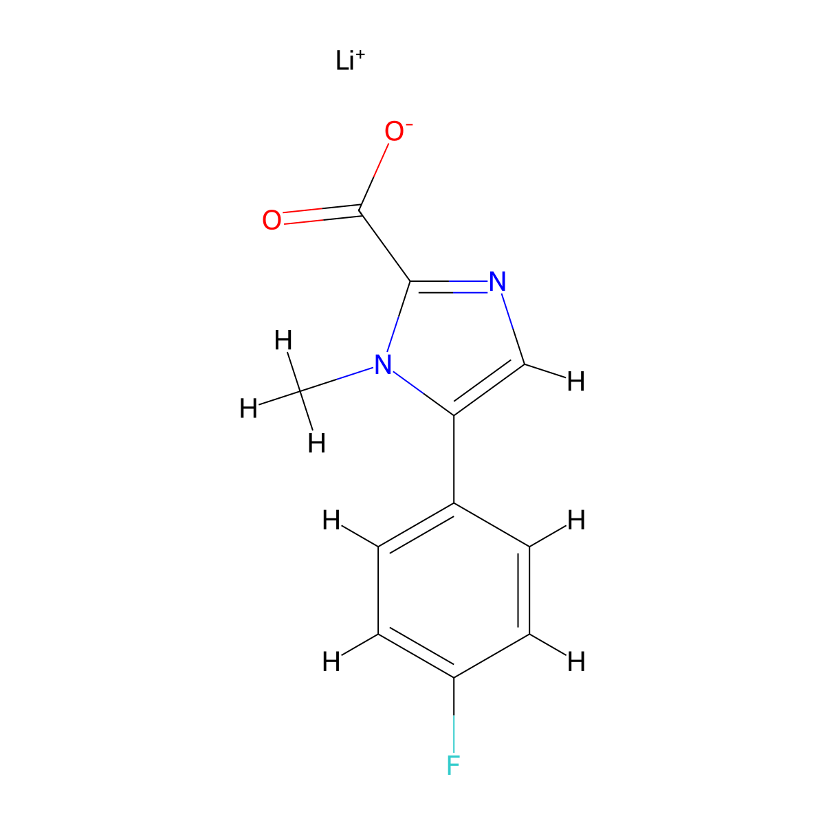 lithium(1+) 5-(4-fluorophenyl)-1-methyl-1H-imidazole-2-carboxylate molecular structure, CAS 2763779-92-4