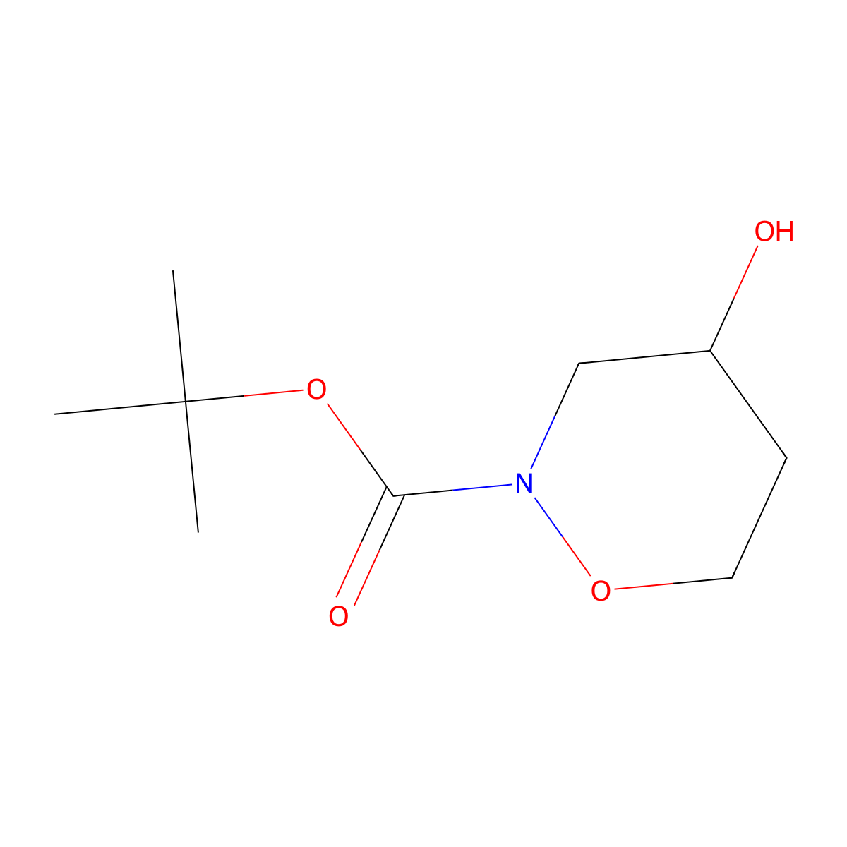 Tert-butyl 4-hydroxy-1,2-oxazinane-2-carboxylate molecular structure, CAS 2763779-94-6