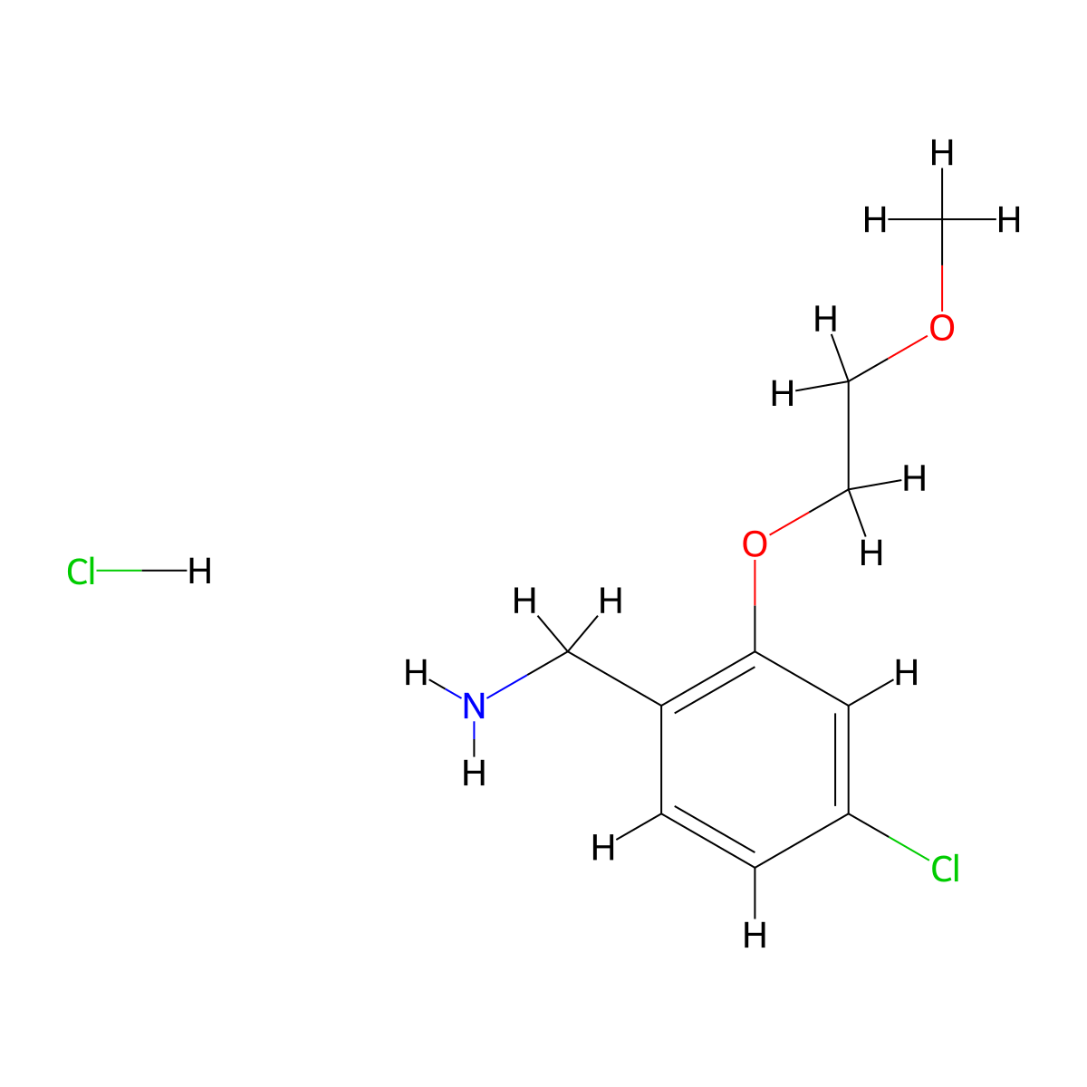 1-[4-Chloro-2-(2-methoxyethoxy)phenyl]methanamine hydrochloride molecular structure, CAS 2763780-00-1