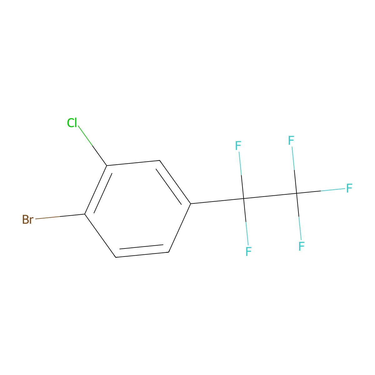 1-Bromo-2-chloro-4-(1,1,2,2,2-pentafluoroethyl)benzene molecular structure, CAS 2763780-03-4