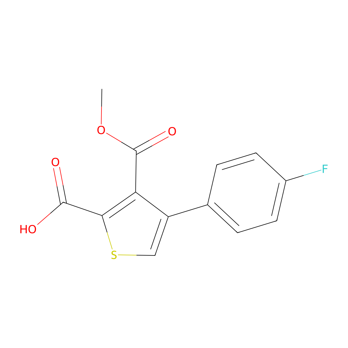 4-(4-Fluorophenyl)-3-(methoxycarbonyl)thiophene-2-carboxylic acid molecular structure, CAS 2763780-09-0