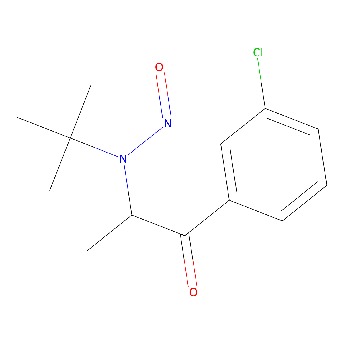 2-[Tert-butyl(nitroso)amino]-1-(3-chlorophenyl)propan-1-one molecular structure, CAS 2763780-10-3