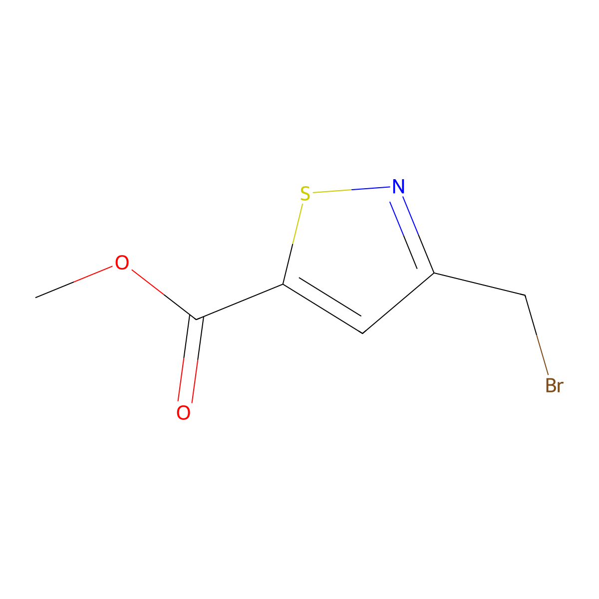 Methyl 3-(bromomethyl)-1,2-thiazole-5-carboxylate molecular structure, CAS 2763780-16-9