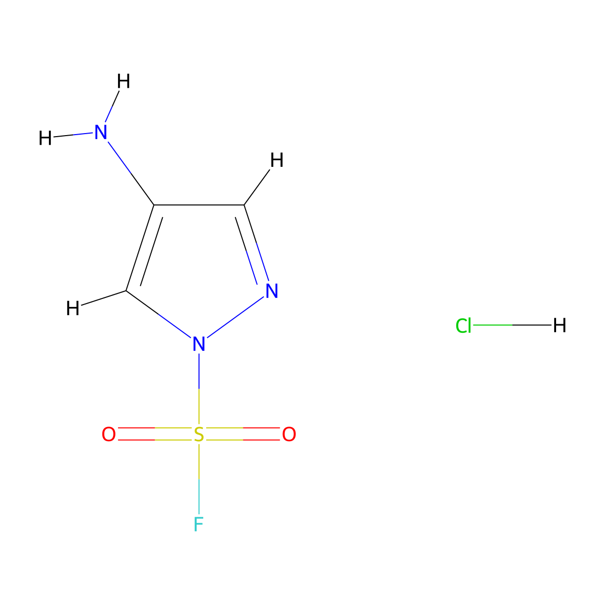 4-amino-1H-pyrazole-1-sulfonyl fluoride hydrochloride molecular structure, CAS 2763780-18-1