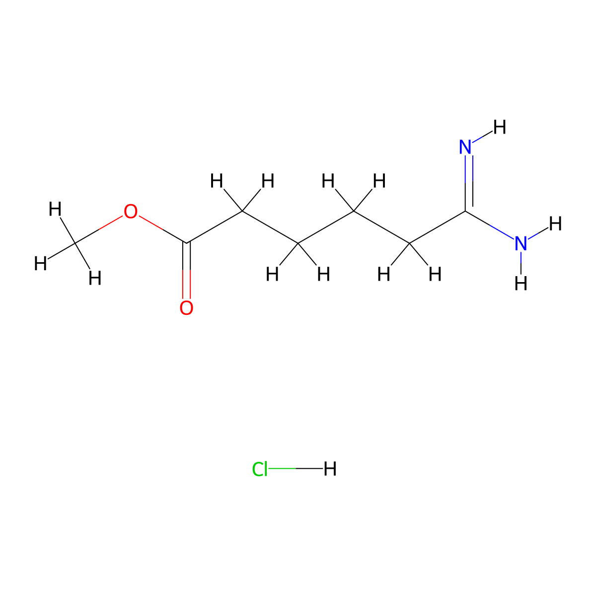 Methyl 5-carbamimidoylpentanoate hydrochloride molecular structure, CAS 2763780-32-9