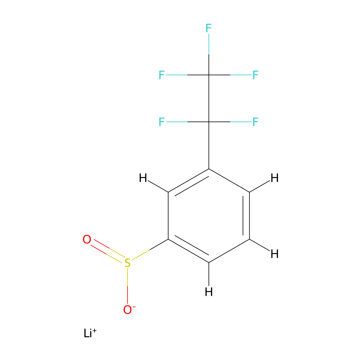 Lithium(1+) 3-(1,1,2,2,2-pentafluoroethyl)benzene-1-sulfinate molecular structure, CAS 2763780-36-3