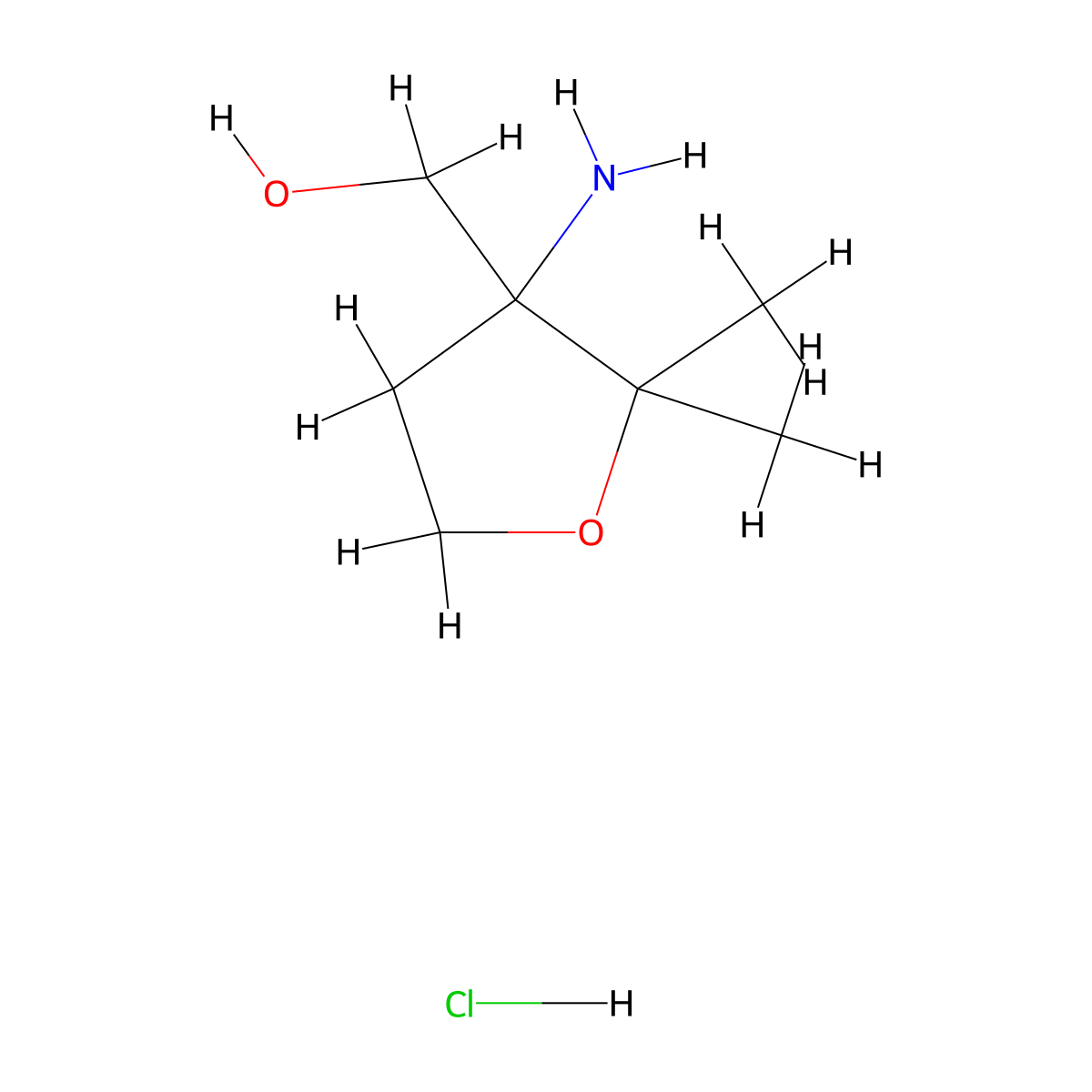 (3-Amino-2,2-dimethyloxolan-3-yl)methanol hydrochloride molecular structure, CAS 2763780-38-5
