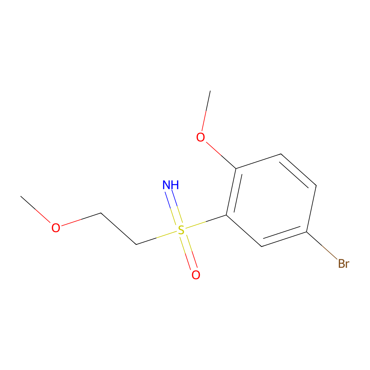 (5-Bromo-2-methoxyphenyl)(imino)(2-methoxyethyl)-lambda6-sulfanone molecular structure, CAS 2763780-47-6