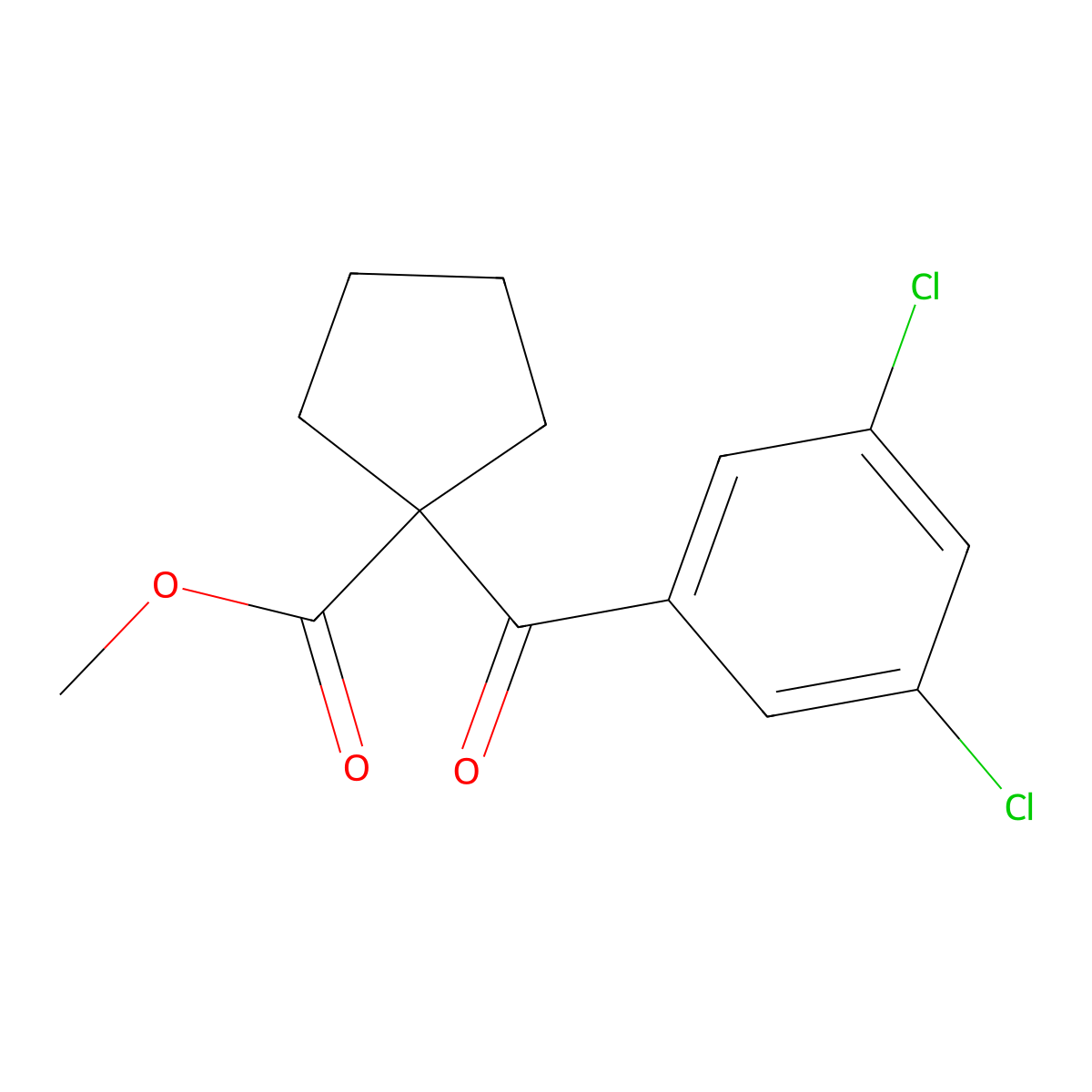 Methyl 1-(3,5-dichlorobenzoyl)cyclopentane-1-carboxylate molecular structure, CAS 2763780-49-8