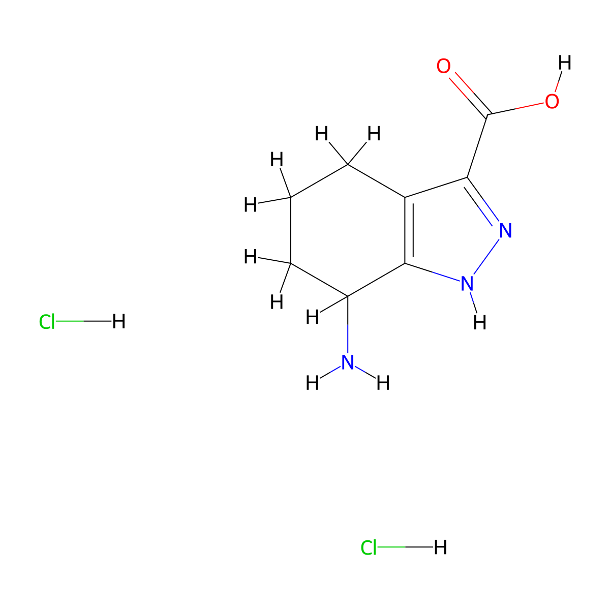 7-amino-4,5,6,7-tetrahydro-2H-indazole-3-carboxylic acid dihydrochloride molecular structure, CAS 2763780-54-5