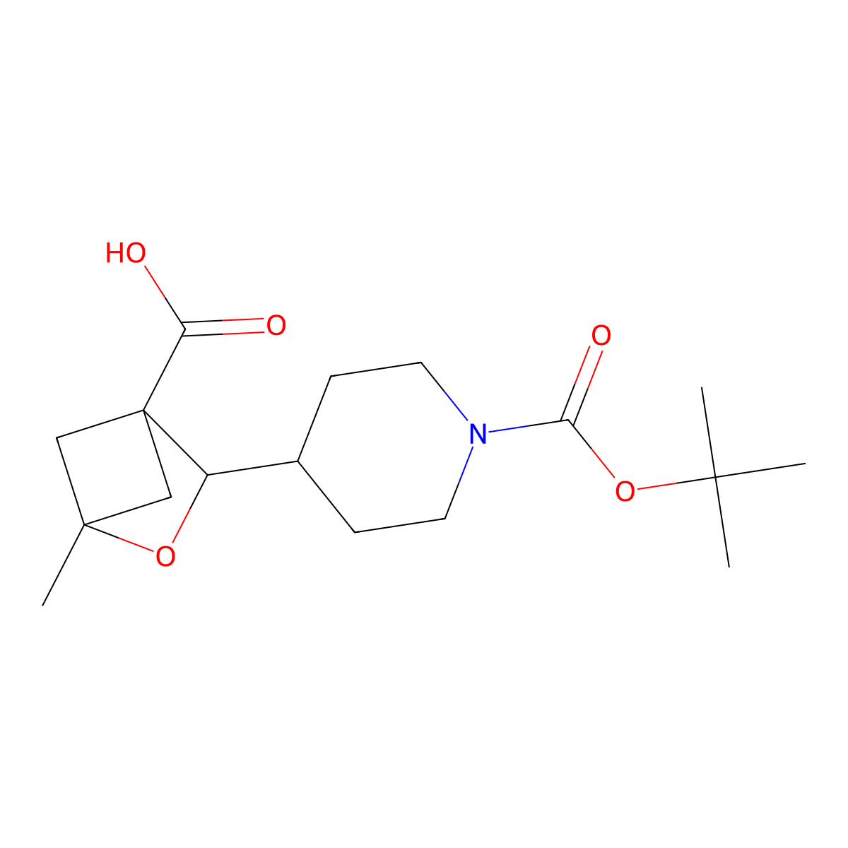 3-{1-[(Tert-butoxy)carbonyl]piperidin-4-yl}-1-methyl-2-oxabicyclo[2.1.1]hexane-4-carboxylic acid molecular structure, CAS 2763780-55-6