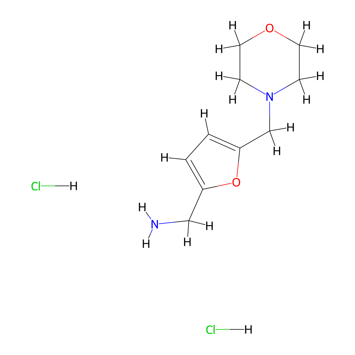 1-{5-[(Morpholin-4-yl)methyl]furan-2-yl}methanamine dihydrochloride molecular structure, CAS 2763780-64-7