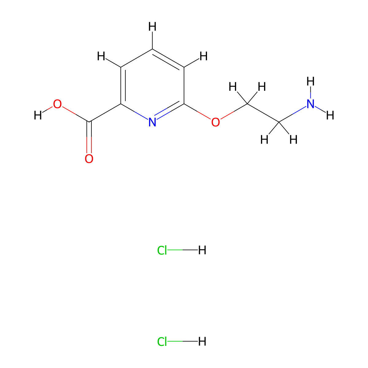 6-(2-Aminoethoxy)pyridine-2-carboxylic acid dihydrochloride molecular structure, CAS 2763780-74-9