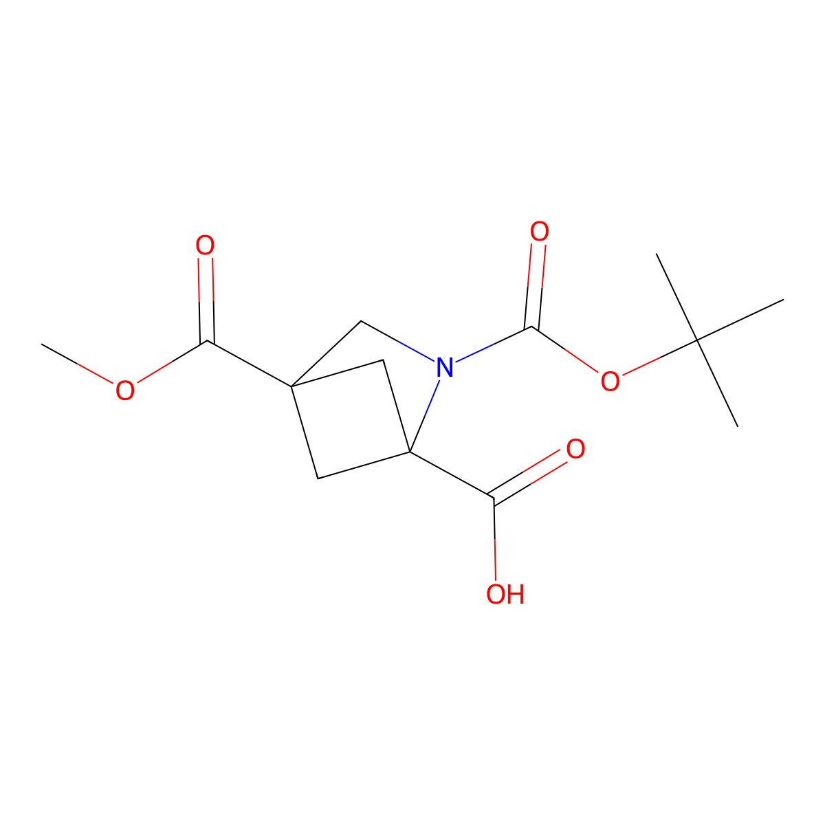 2-[(Tert-butoxy)carbonyl]-4-(methoxycarbonyl)-2-azabicyclo[2.1.1]hexane-1-carboxylic acid molecular structure, CAS 2763780-82-9