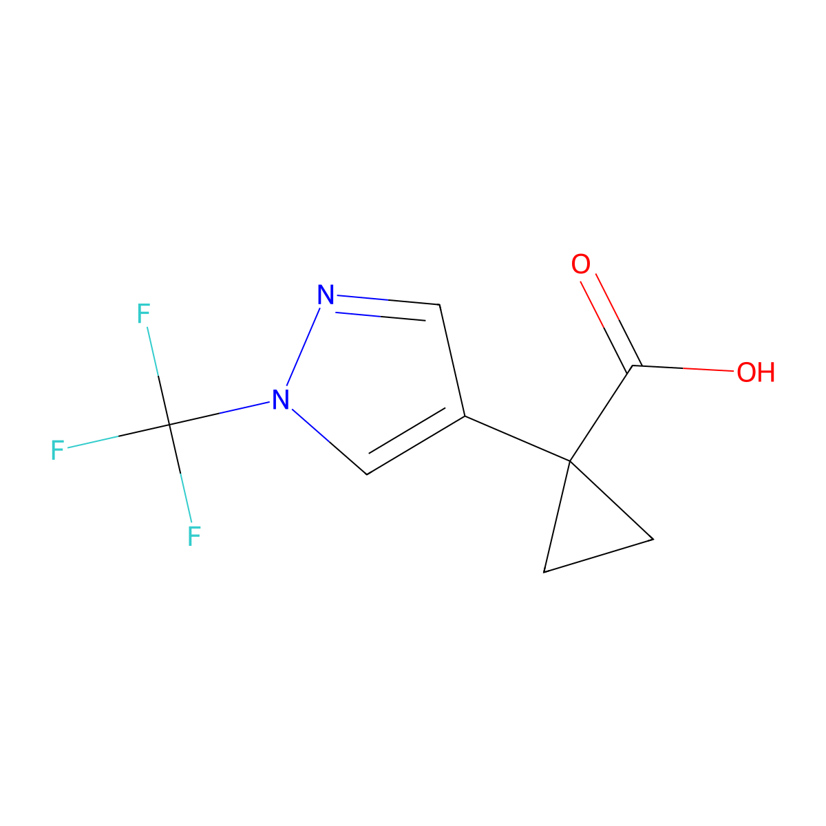 1-[1-(trifluoromethyl)-1H-pyrazol-4-yl]cyclopropane-1-carboxylic acid molecular structure, CAS 2763780-83-0