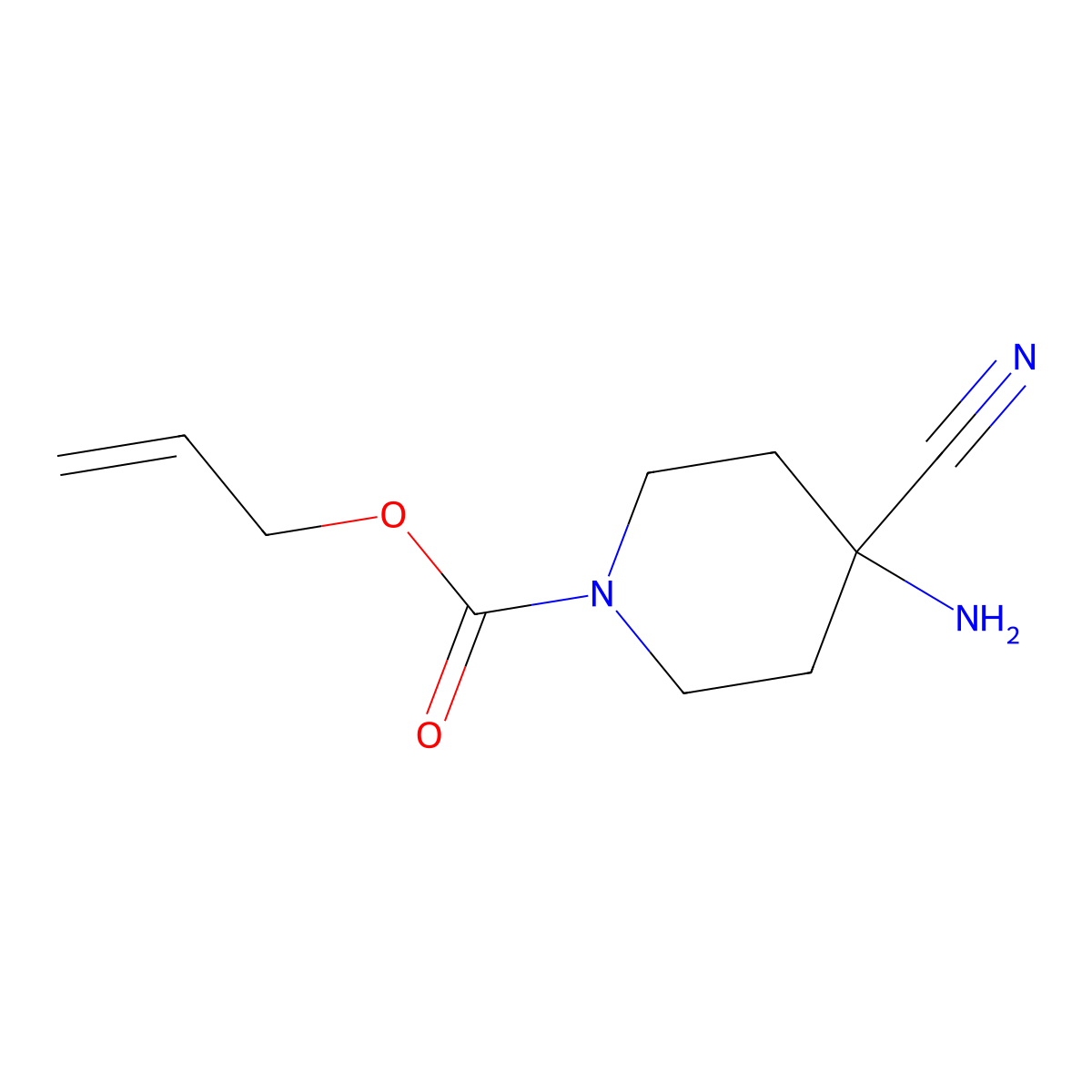 Prop-2-en-1-yl 4-amino-4-cyanopiperidine-1-carboxylate molecular structure, CAS 2763780-86-3