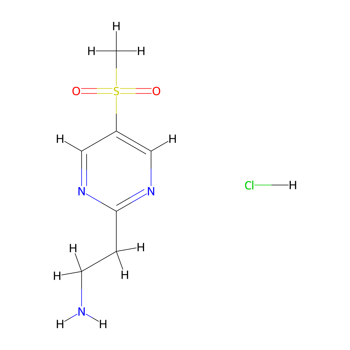 2-(5-Methanesulfonylpyrimidin-2-yl)ethan-1-amine hydrochloride molecular structure, CAS 2763780-89-6