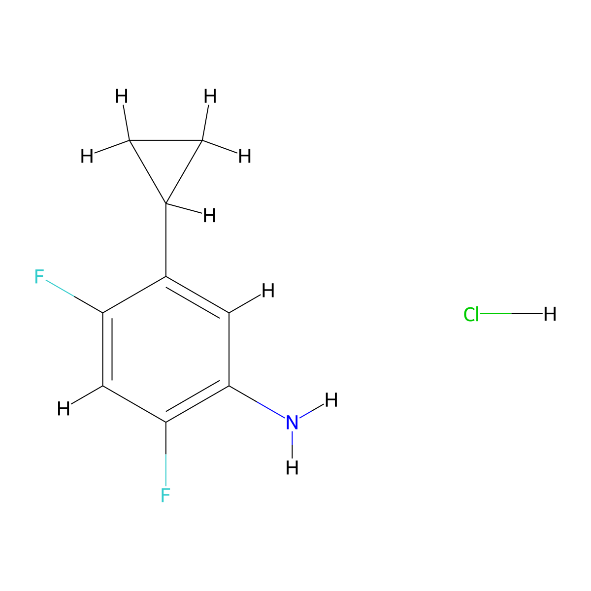 5-Cyclopropyl-2,4-difluoroaniline hydrochloride molecular structure, CAS 2763786-73-6