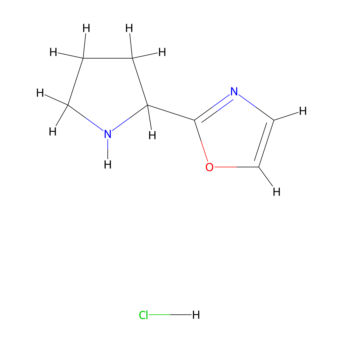 2-(Pyrrolidin-2-yl)-1,3-oxazole hydrochloride molecular structure, CAS 2763786-82-7