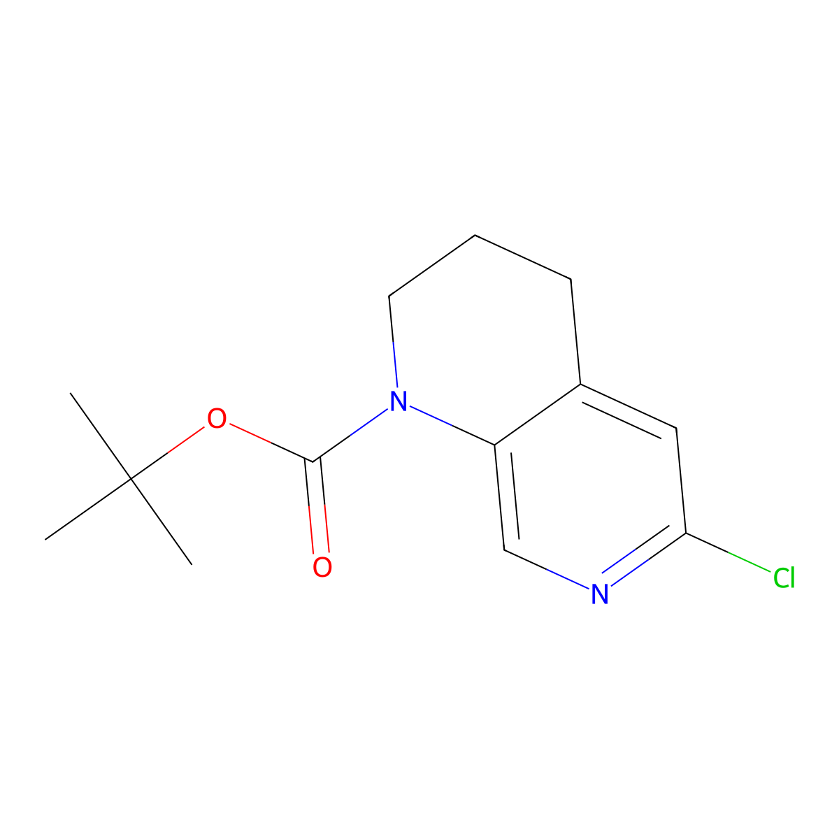 Tert-butyl 6-chloro-1,2,3,4-tetrahydro-1,7-naphthyridine-1-carboxylate molecular structure, CAS 2763824-39-9