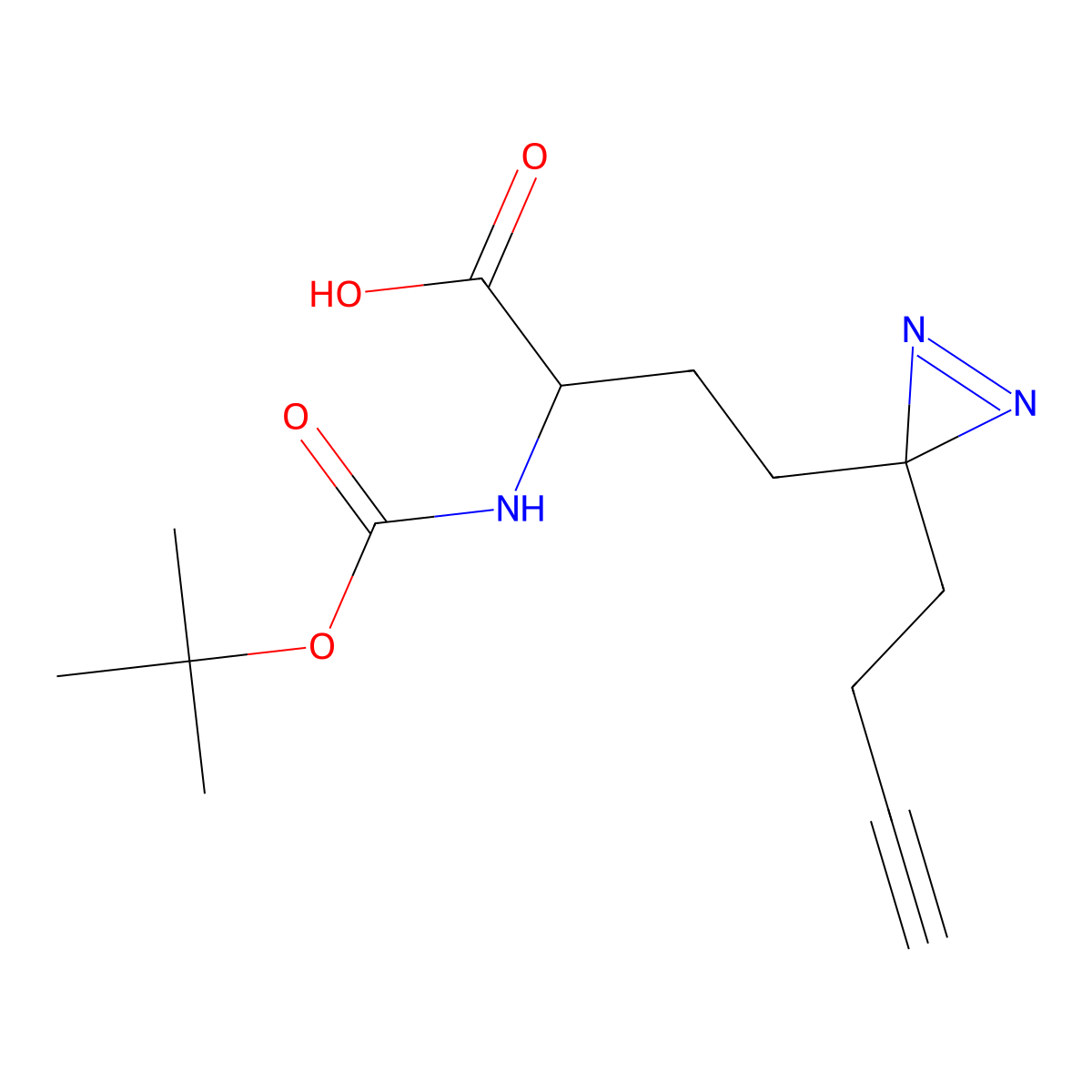 (2S)-4-[3-(but-3-yn-1-yl)-3H-diazirin-3-yl]-2-{[(tert-butoxy)carbonyl]amino}butanoic acid molecular structure, CAS 2763841-88-7