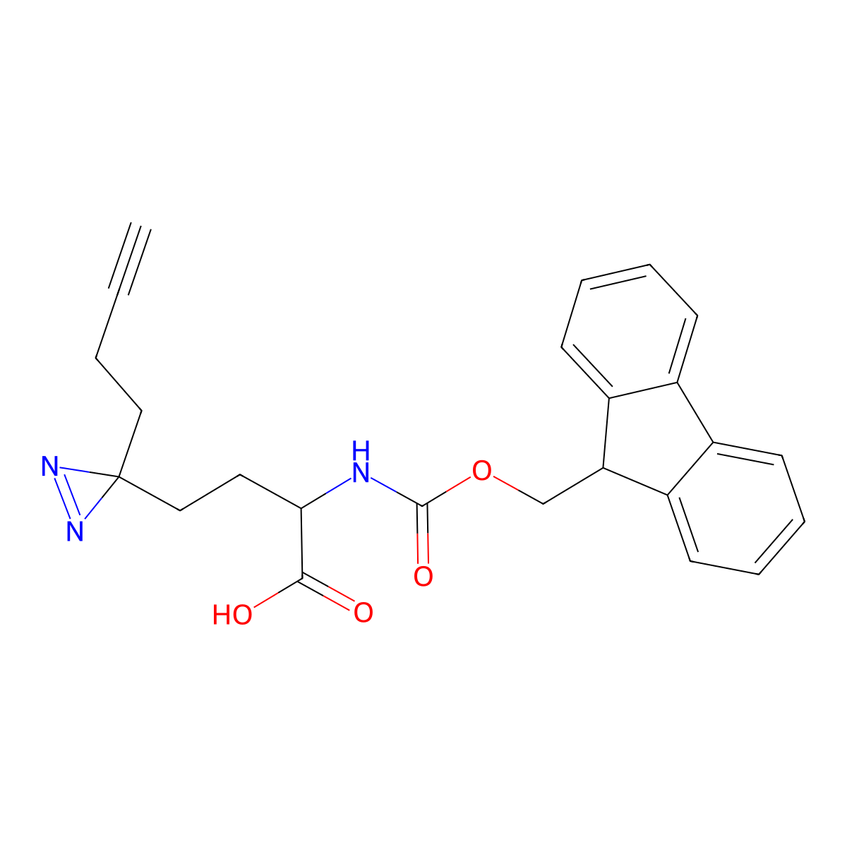 (2S)-4-[3-(but-3-yn-1-yl)-3H-diazirin-3-yl]-2-({[(9H-fluoren-9-yl)methoxy]carbonyl}amino)butanoic acid molecular structure, CAS 2763841-90-1