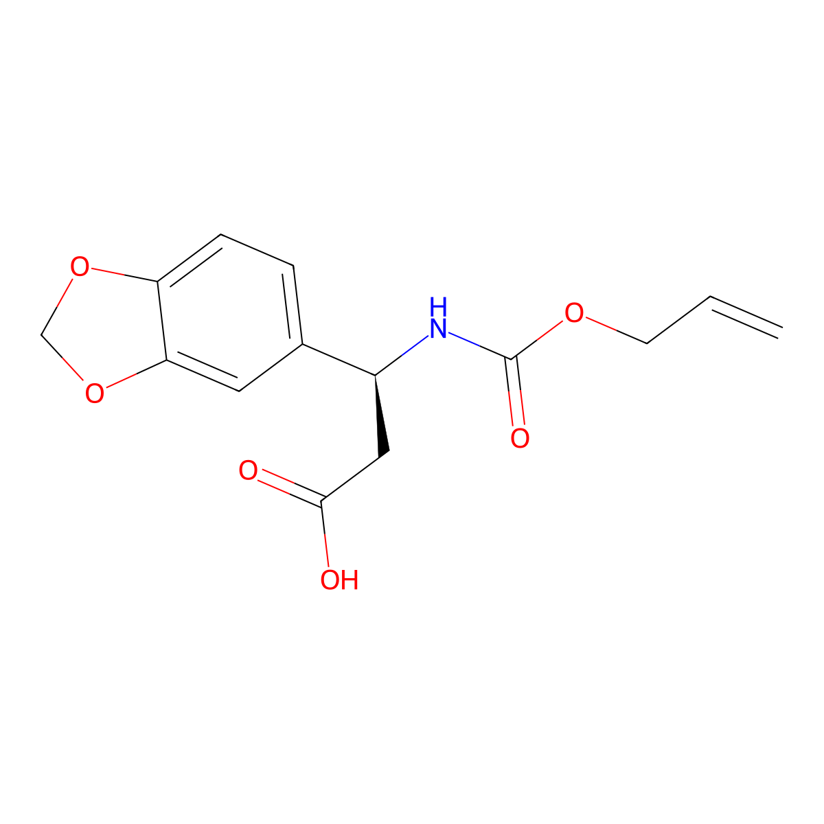 (3S)-3-(1,3-dioxaindan-5-yl)-3-{[(prop-2-en-1-yloxy)carbonyl]amino}propanoic acid molecular structure, CAS 2763884-96-2