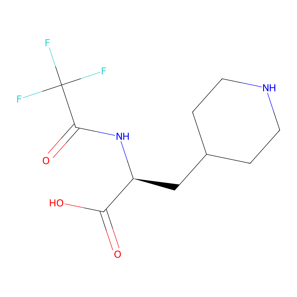 (2S)-3-(piperidin-4-yl)-2-(2,2,2-trifluoroacetamido)propanoic acid molecular structure, CAS 2763885-07-8