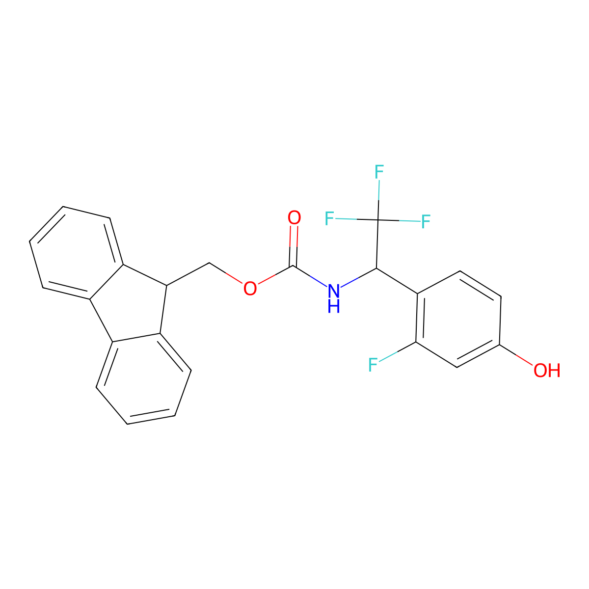 (9H-fluoren-9-yl)methyl N-[(1S)-2,2,2-trifluoro-1-(2-fluoro-4-hydroxyphenyl)ethyl]carbamate molecular structure, CAS 2763885-25-0