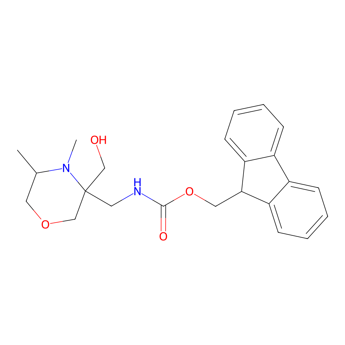(9H-fluoren-9-yl)methyl N-{[(3S,5R)-3-(hydroxymethyl)-4,5-dimethylmorpholin-3-yl]methyl}carbamate molecular structure, CAS 2763885-40-9