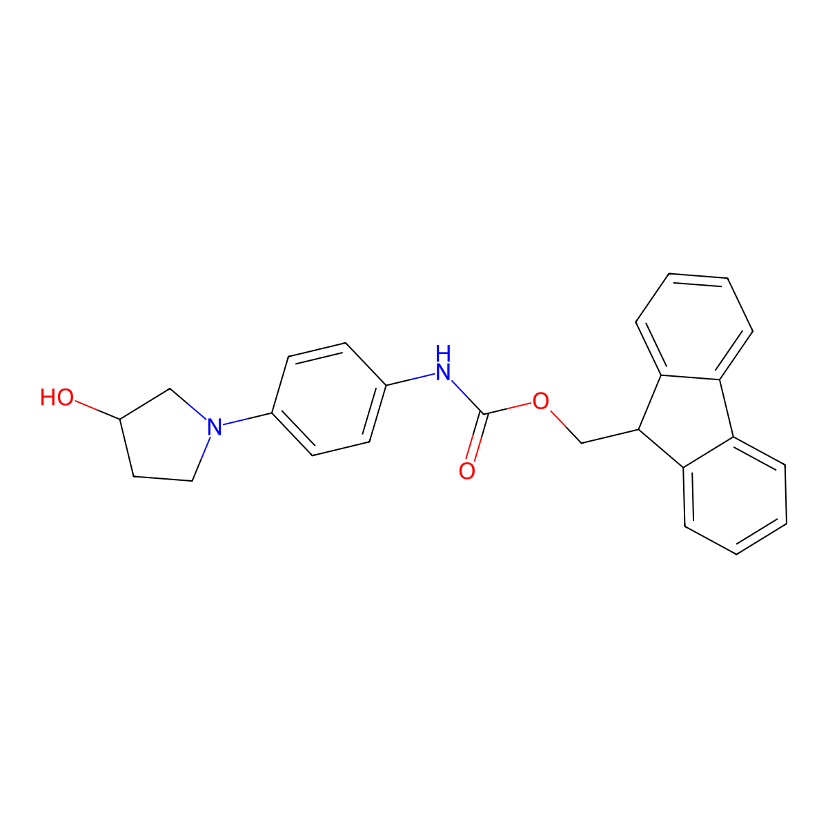 (9H-fluoren-9-yl)methyl N-{4-[(3S)-3-hydroxypyrrolidin-1-yl]phenyl}carbamate molecular structure, CAS 2763885-51-2