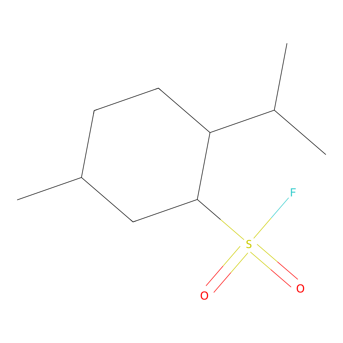 (1R,2S,5R)-5-methyl-2-(propan-2-yl)cyclohexane-1-sulfonyl fluoride molecular structure, CAS 2763885-54-5