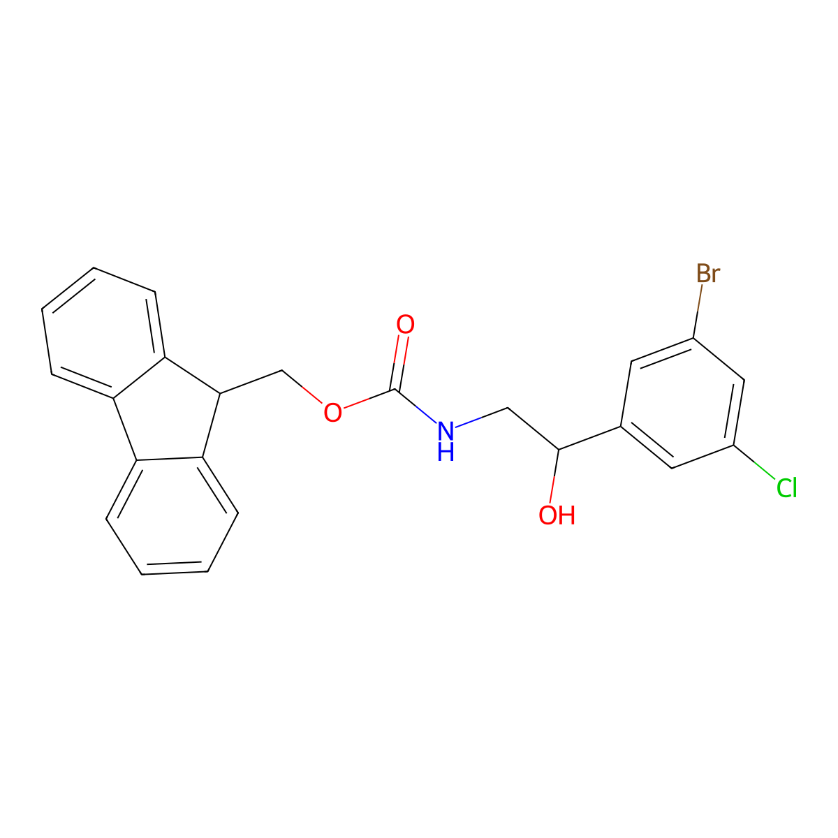 (9H-fluoren-9-yl)methyl N-[(2S)-2-(3-bromo-5-chlorophenyl)-2-hydroxyethyl]carbamate molecular structure, CAS 2763885-56-7