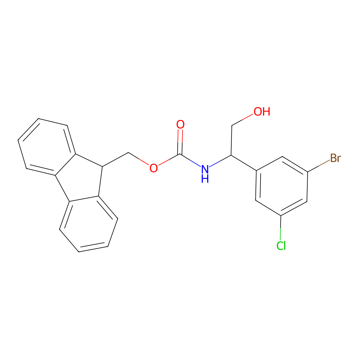 (9H-fluoren-9-yl)methyl N-[(1S)-1-(3-bromo-5-chlorophenyl)-2-hydroxyethyl]carbamate molecular structure, CAS 2763885-73-8