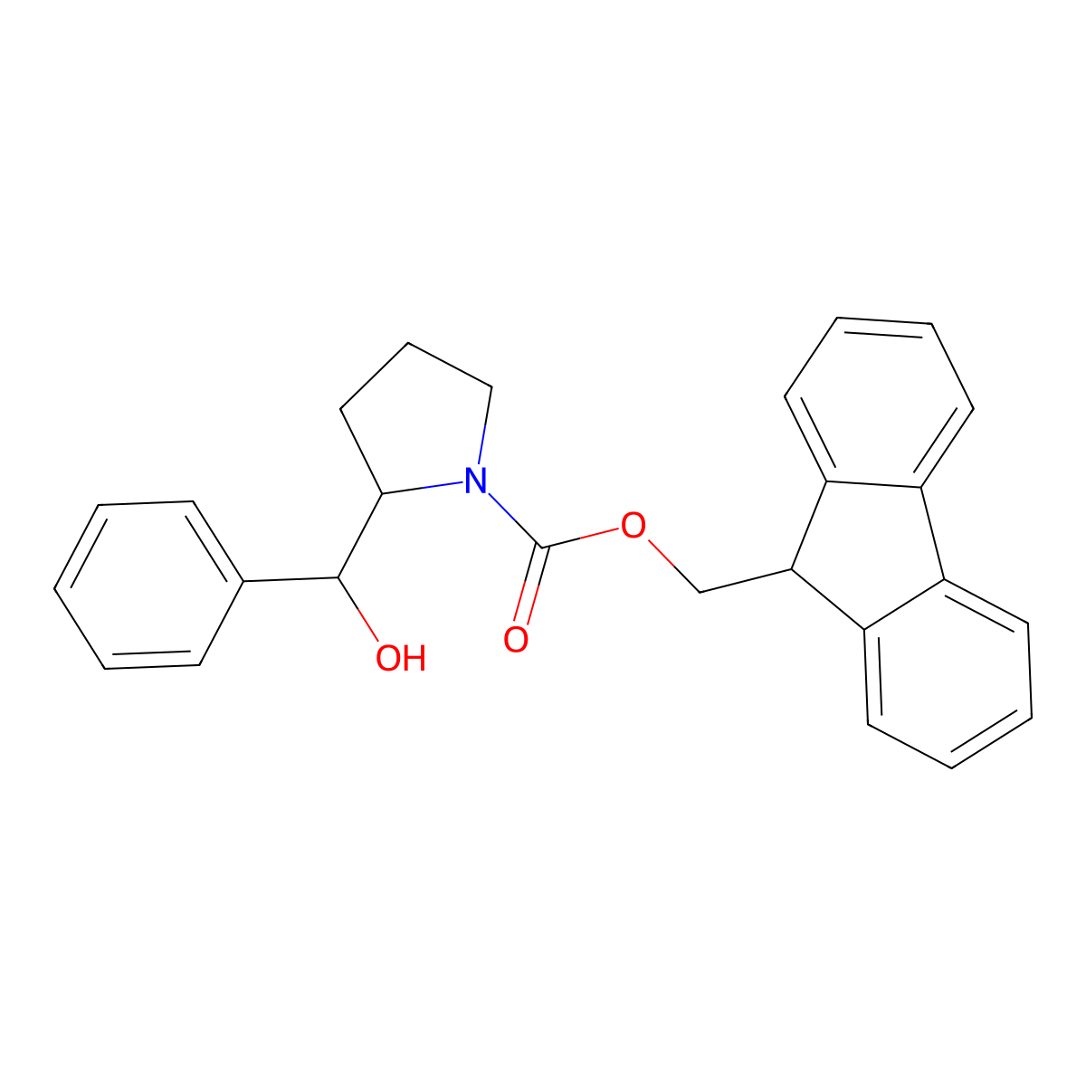 (9H-fluoren-9-yl)methyl (2S)-2-[(R)-hydroxy(phenyl)methyl]pyrrolidine-1-carboxylate molecular structure, CAS 2763885-75-0