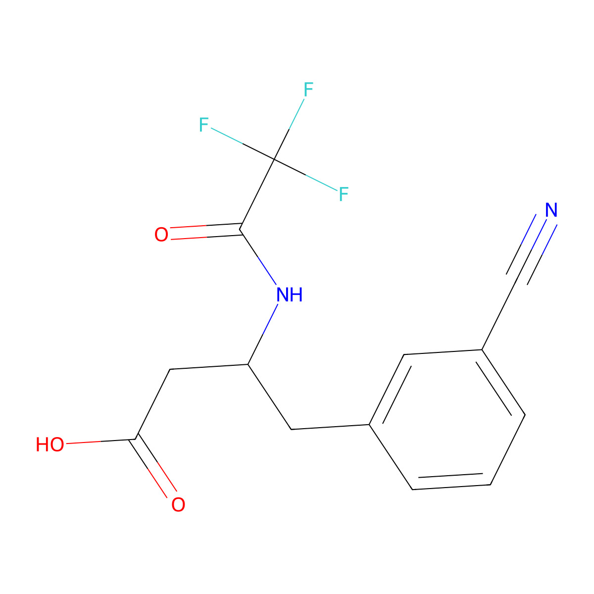 (3S)-4-(3-cyanophenyl)-3-(2,2,2-trifluoroacetamido)butanoic acid molecular structure, CAS 2763885-83-0