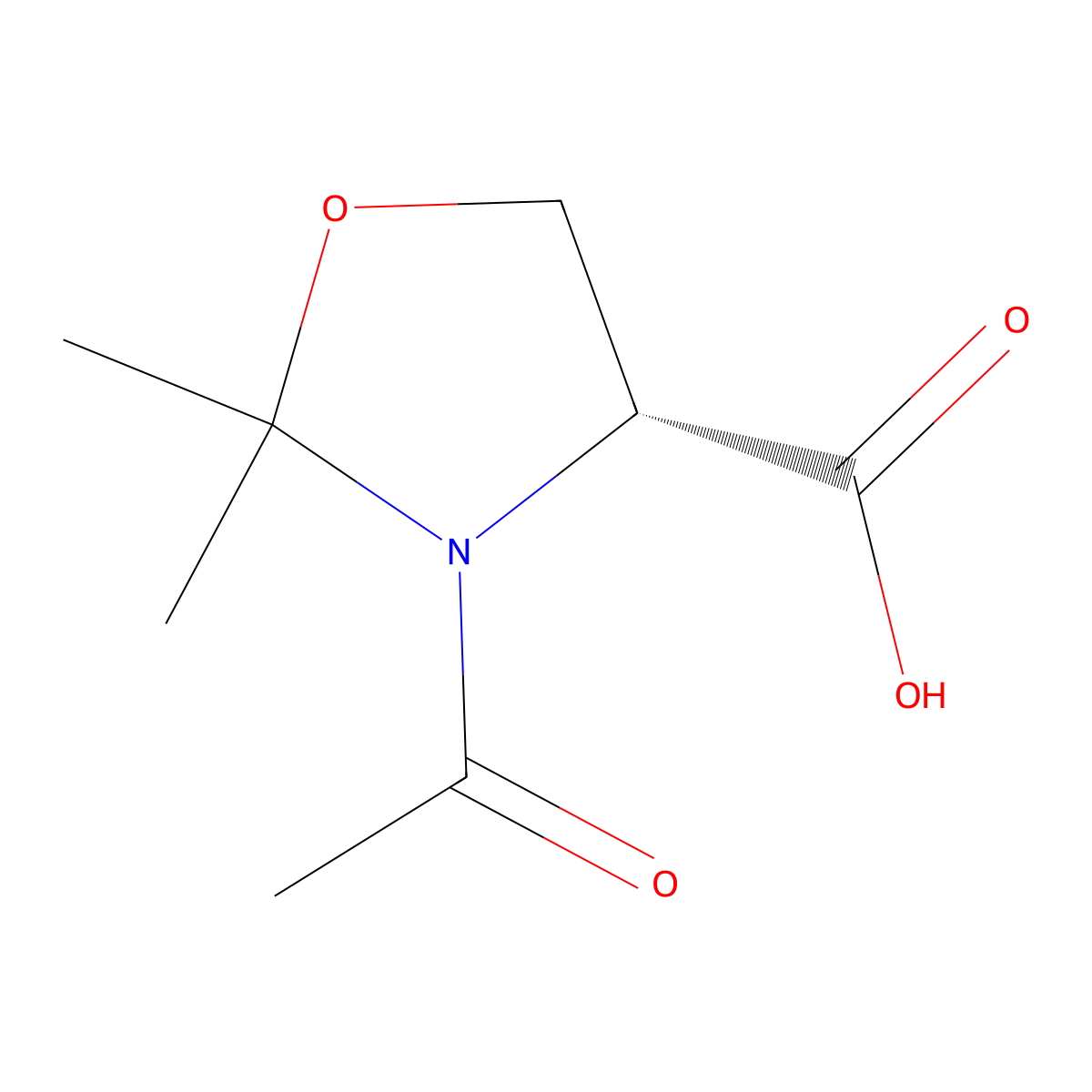 (4R)-3-acetyl-2,2-dimethyl-1,3-oxazolidine-4-carboxylic acid molecular structure, CAS 2763885-95-4