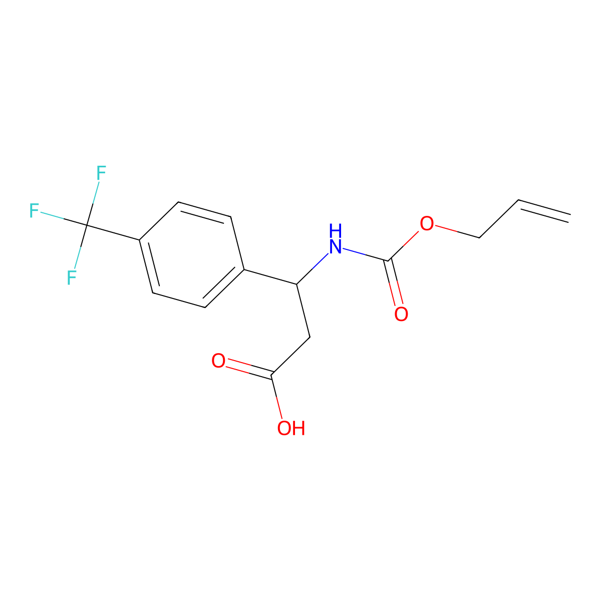 (3R)-3-{[(prop-2-en-1-yloxy)carbonyl]amino}-3-[4-(trifluoromethyl)phenyl]propanoic acid molecular structure, CAS 2763885-98-7