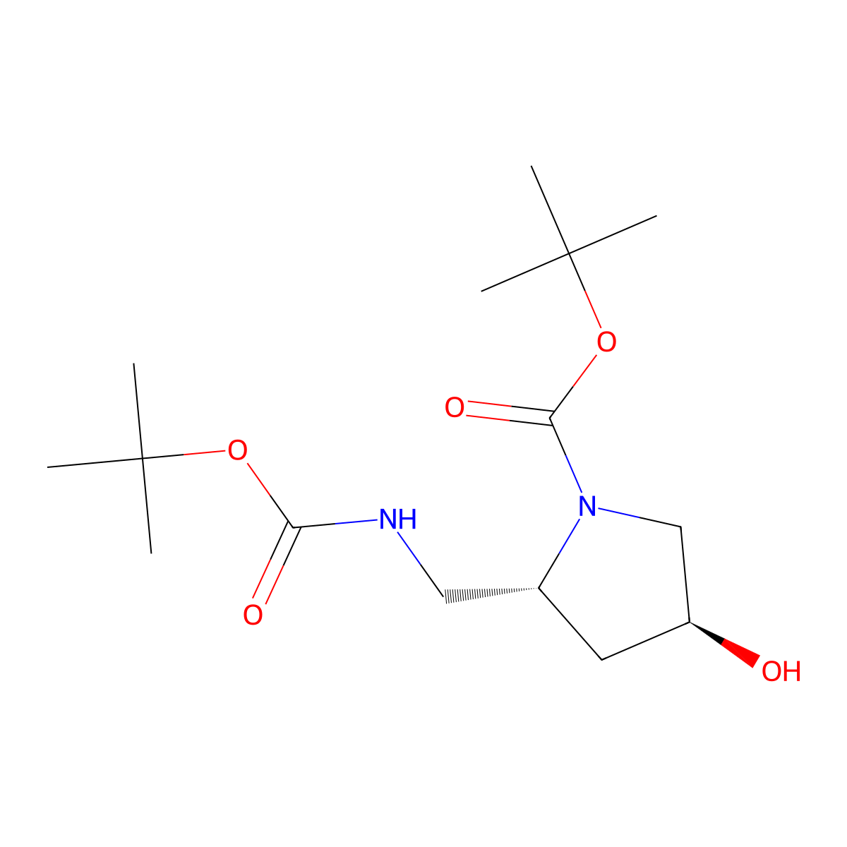 tert-butyl (2R,4S)-2-({[(tert-butoxy)carbonyl]amino}methyl)-4-hydroxypyrrolidine-1-carboxylate molecular structure, CAS 2763886-02-6