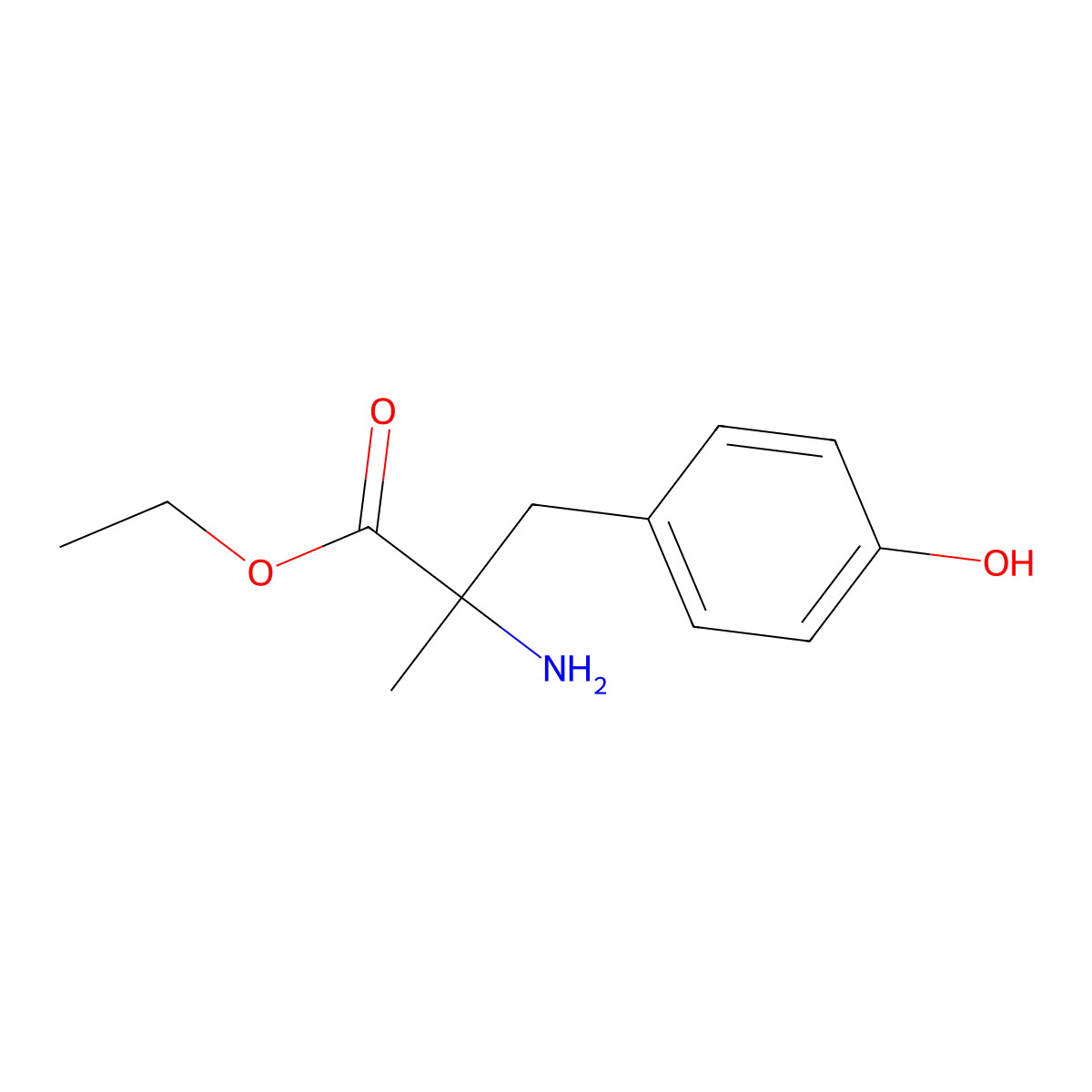 ethyl (2R)-2-amino-3-(4-hydroxyphenyl)-2-methylpropanoate molecular structure, CAS 2763886-26-4