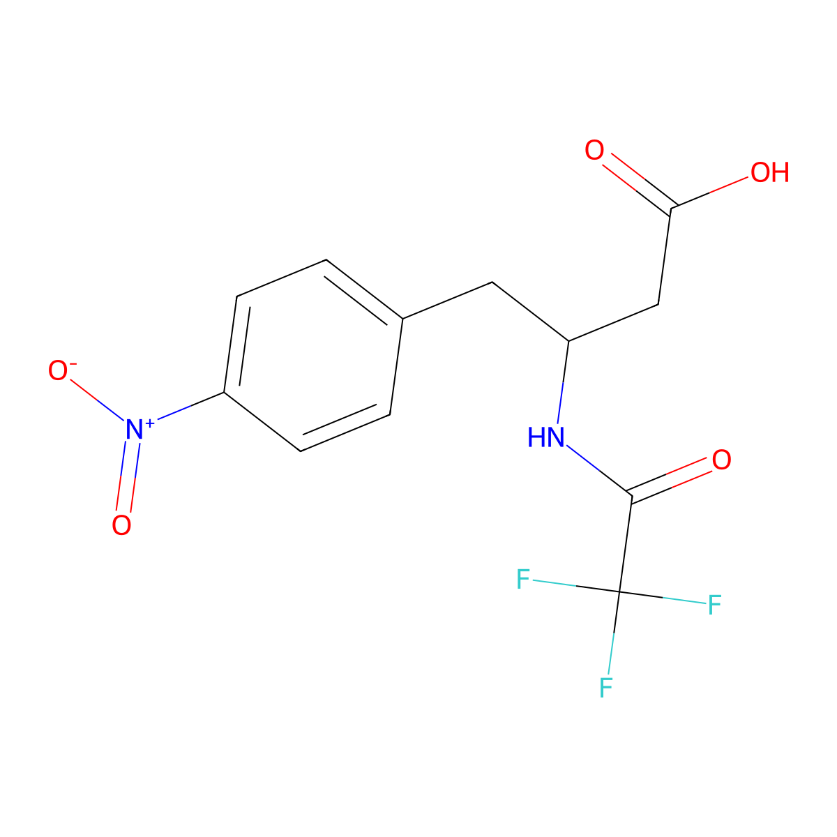 (3R)-4-(4-nitrophenyl)-3-(2,2,2-trifluoroacetamido)butanoic acid molecular structure, CAS 2763886-38-8