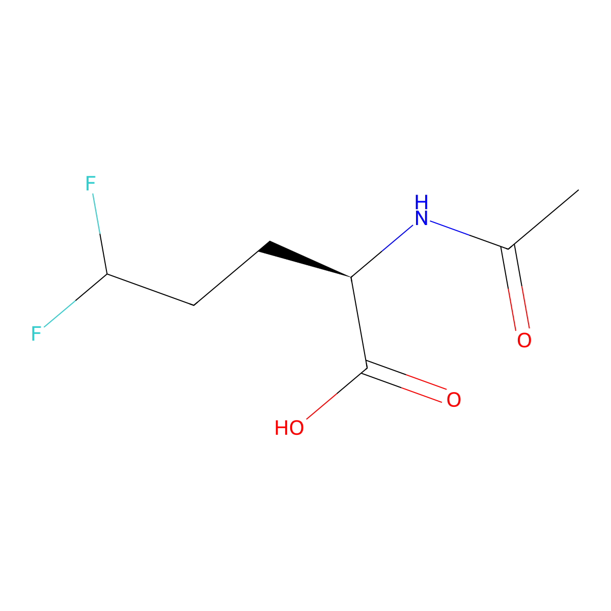 (2R)-2-acetamido-5,5-difluoropentanoic acid molecular structure, CAS 2763886-49-1