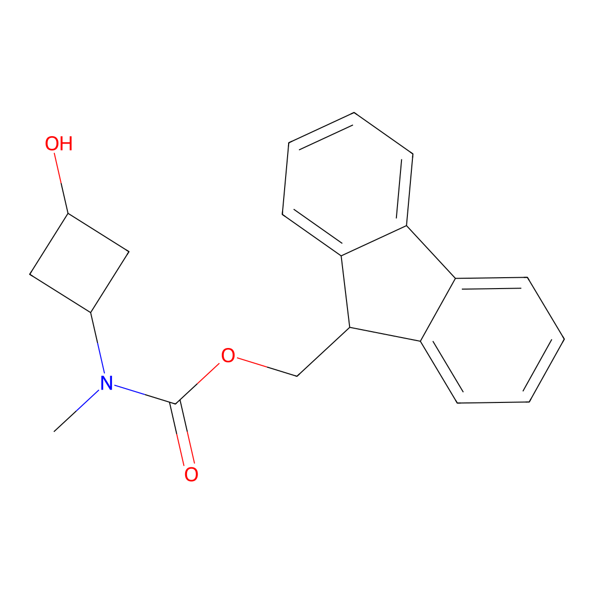 (9H-fluoren-9-yl)methyl N-(3-hydroxycyclobutyl)-N-methylcarbamate molecular structure, CAS 2763886-52-6