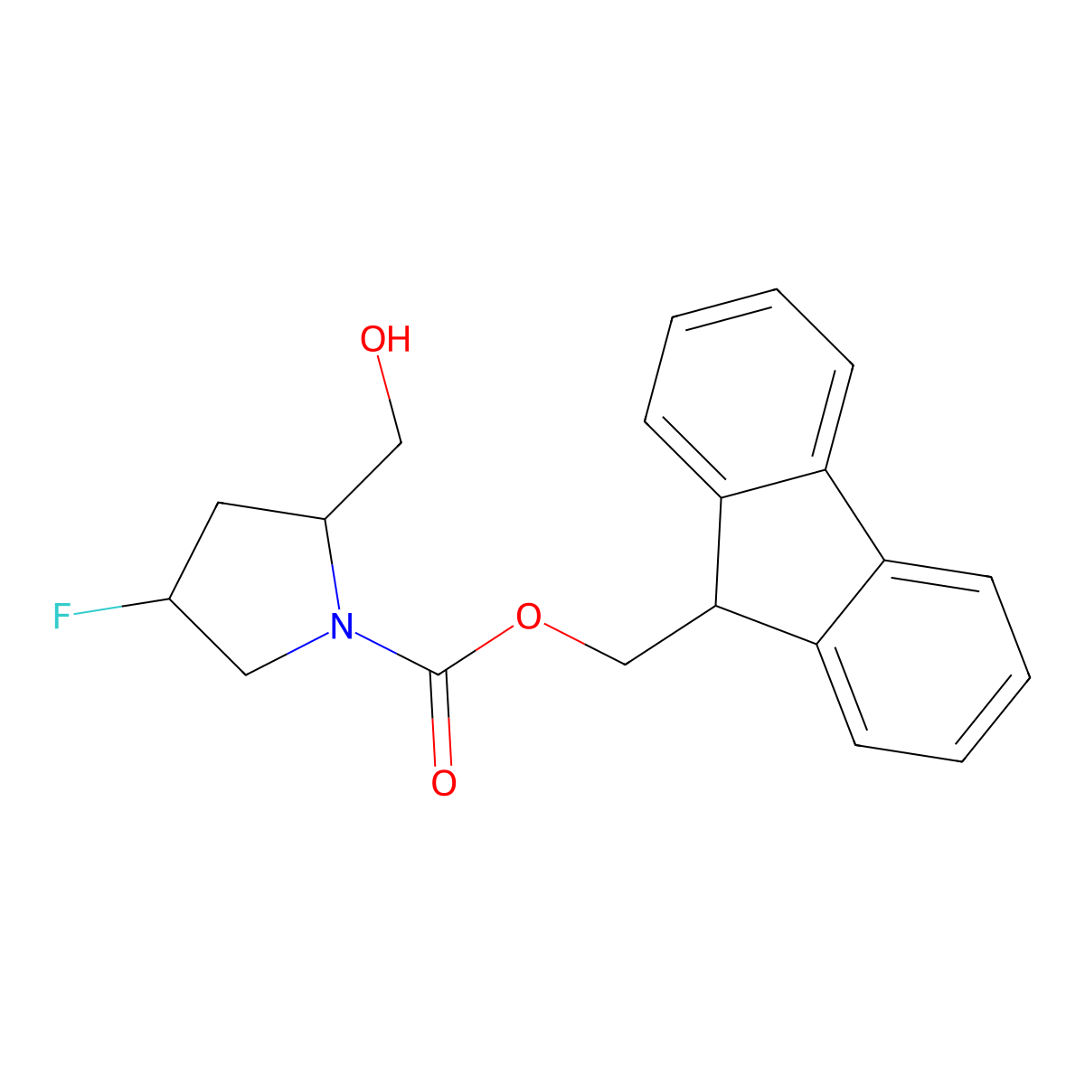 (9H-fluoren-9-yl)methyl (2S,4S)-4-fluoro-2-(hydroxymethyl)pyrrolidine-1-carboxylate molecular structure, CAS 2763886-64-0